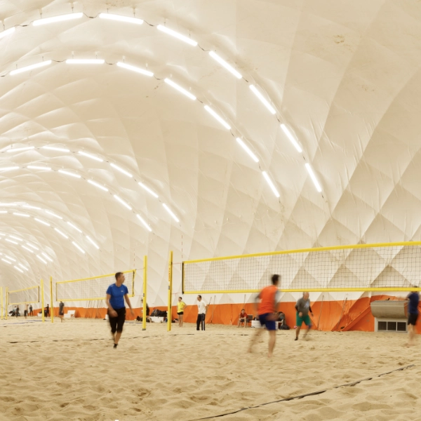 Beach volleyball court canopy